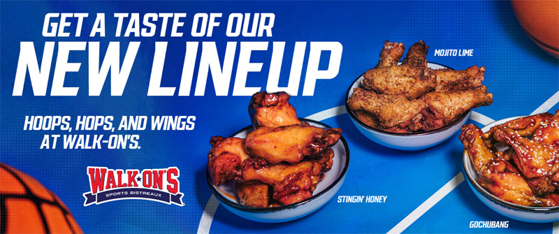 Walk-On's Sports Bistreaux Unveils Three Exciting New Wing Flavors